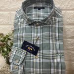 CAMISA CUELLO CUTAWAY CUADROS VERDE