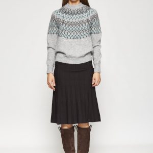 Falda de punto medio con diseño acanalado