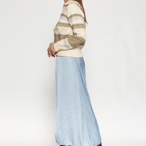 Falda midi fruncida de tejido fluido.