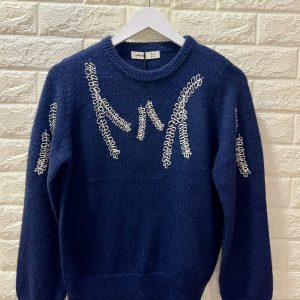 Jersey de punto con bordados botánicos