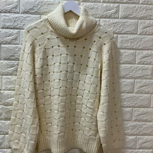 Jersey de punto con diseño de cuadros calados