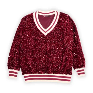 Camiseta granate lentejuelas con elasticos Lolitas&L